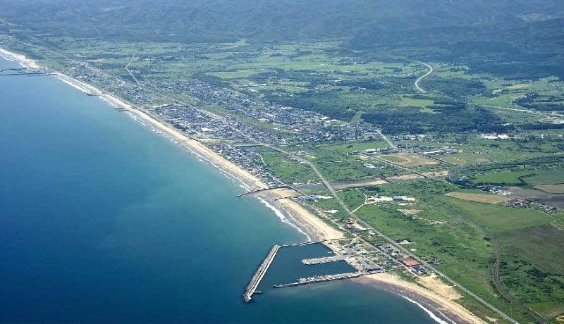 長万部町の空撮画像